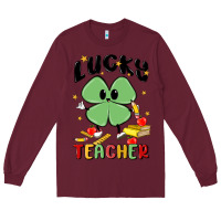 Burgundy lucky teacher Long Sleeve Tee - MaliasSmallBusiness