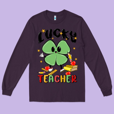Lucky Teacher Long Sleeve Tee Designed By Maliassmallbusiness