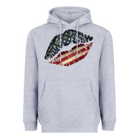Heather Grey Vintage American Flag Lips Heavyweight Hoodie - Bettercallsaul