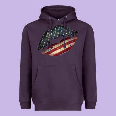 Vintage American Flag Lips Heavyweight Hoodie Designed By Bettercallsaul