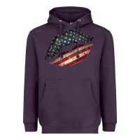 Plum Vintage American Flag Lips Heavyweight Hoodie - Bettercallsaul