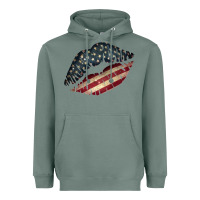 Sage Vintage American Flag Lips Heavyweight Hoodie - Bettercallsaul