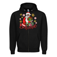 Black believe black santa christmas Zipper Hoodie - MaliasSmallBusiness
