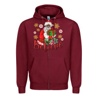Burgundy believe black santa christmas Zipper Hoodie - MaliasSmallBusiness