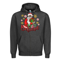 Charcoal Heather believe black santa christmas Zipper Hoodie - MaliasSmallBusiness