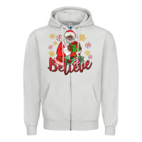 Dove Grey believe black santa christmas Zipper Hoodie - MaliasSmallBusiness