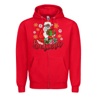 Red believe black santa christmas Zipper Hoodie - MaliasSmallBusiness