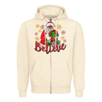 Sandshell believe black santa christmas Zipper Hoodie - MaliasSmallBusiness