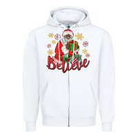 White believe black santa christmas Zipper Hoodie - MaliasSmallBusiness