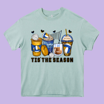 Tis' The Season Volleyball Coffee Cups Heavy Core Tee Designed By Zillion Design Studio