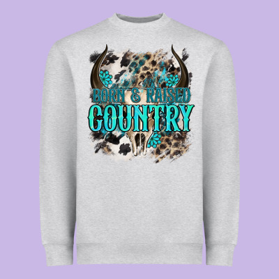 Born  Raised Country Heavyweight Sweatshirt Designed By Nancycooperartshop