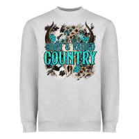 Heather Grey born  raised country Heavyweight Sweatshirt - NancyCooperArtShop