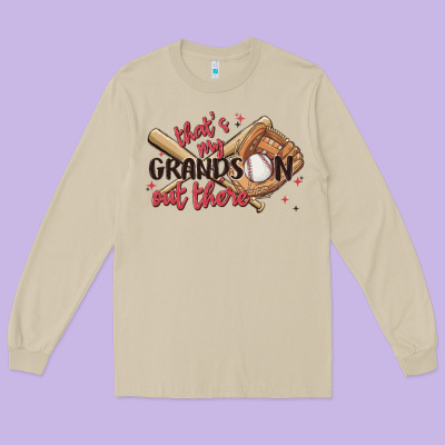 That's My Grandson Out There Long Sleeve Tee Designed By Maliassmallbusiness