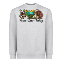 Heather Grey peace love turkey Heavyweight Sweatshirt - LillyAllenDesigns