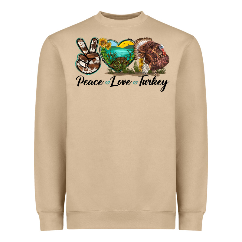 Peace Love Turkey Heavyweight Sweatshirt by LillyAllenDesigns | Teevron