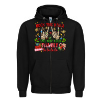 Black deck the halls and not your family Zipper Hoodie - MaliasSmallBusiness
