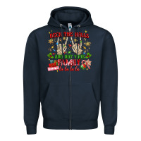 Navy deck the halls and not your family Zipper Hoodie - MaliasSmallBusiness
