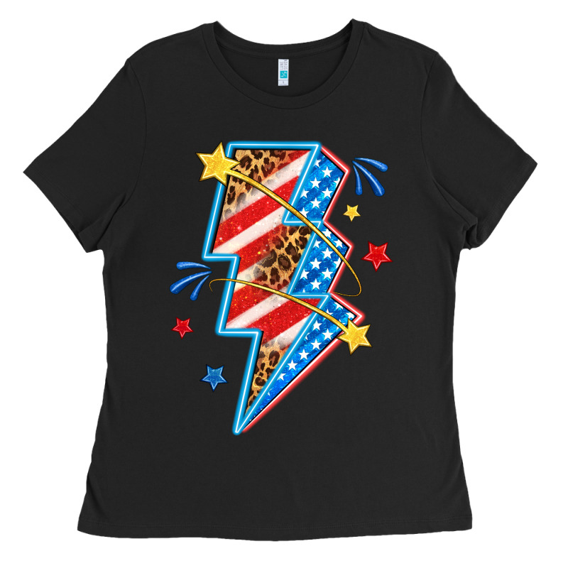 America Lightning Bolt Ladies Tee by texasbilliewilder | Teevron