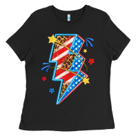 Black America lightning bolt Ladies Tee - texasbilliewilder