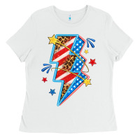 White America lightning bolt Ladies Tee - texasbilliewilder