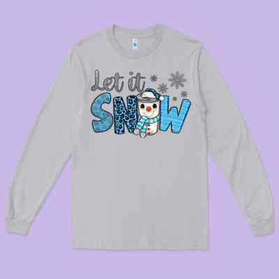 Let It Snow Snowman Coffee Long Sleeve Tee Designed By Jahusdesignshop