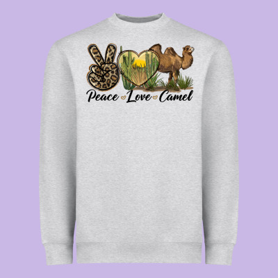 Peace Love Camel Heavyweight Sweatshirt Designed By Lillyallendesigns