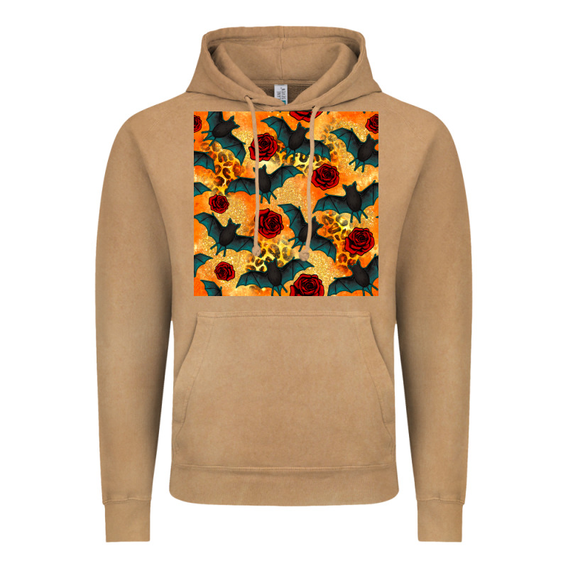 Halloween Bat And Roses Seamless Pattern Vintage Hoodie by BundleAndBundleShop | Teevron