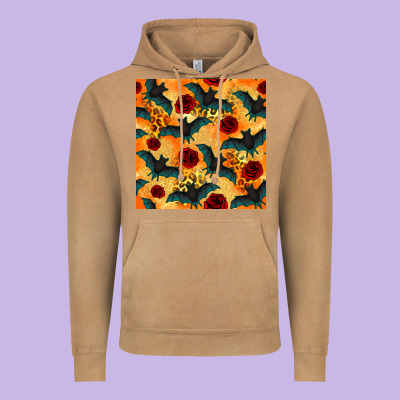 Halloween Bat And Roses Seamless Pattern Vintage Hoodie Designed By Bundleandbundleshop