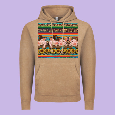 Western Serape Pigs Vintage Hoodie Designed By Ranaportraitstore