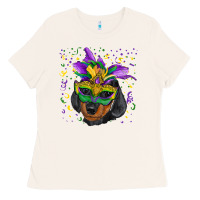Bone mardi gras mask dachshund puppy Ladies Tee - RanaPortraitStore