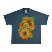 Midnight Navy sunflowers Urban Heavy Tee - Artiststas