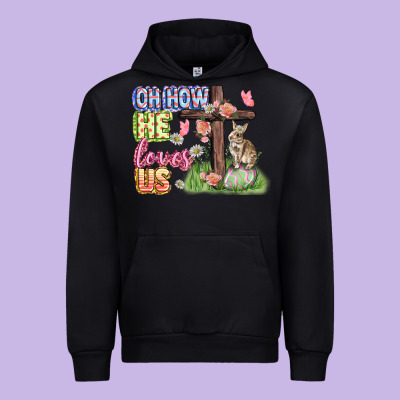 Oh How He Loves Us Easter Day Urban Hoodie Designed By Cowgirlartshop