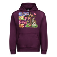 Mauve Wine Oh how he loves us Easter Day Urban Hoodie - CowGirlArtShop