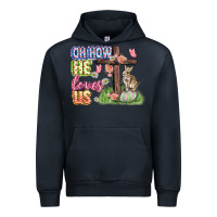 Navy Oh how he loves us Easter Day Urban Hoodie - CowGirlArtShop