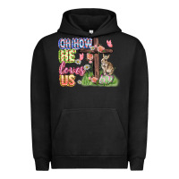 Pigment Black Oh how he loves us Easter Day Urban Hoodie - CowGirlArtShop