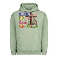 Pigment Oil Green Oh how he loves us Easter Day Urban Hoodie - CowGirlArtShop