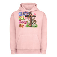 Pigment Salmon Oh how he loves us Easter Day Urban Hoodie - CowGirlArtShop