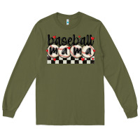 Army Green baseball mama Long Sleeve Tee - MaliasSmallBusiness