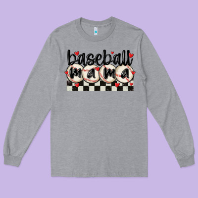 Baseball Mama Long Sleeve Tee Designed By Maliassmallbusiness