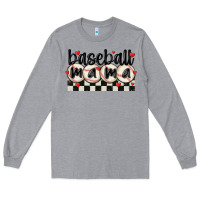 Heather Grey baseball mama Long Sleeve Tee - MaliasSmallBusiness