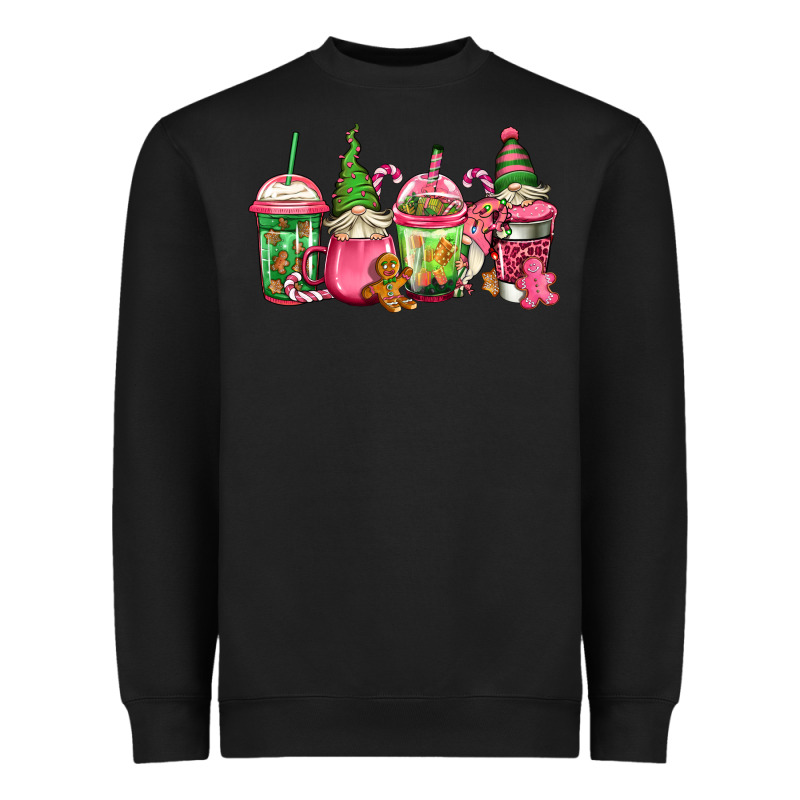 Pink Christmas Gnomes Coffee Cups Heavyweight Sweatshirt by Jasminsmagicworld | Teevron