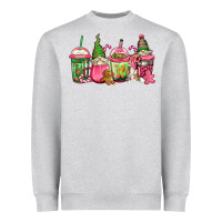 Heather Grey pink christmas gnomes coffee cups Heavyweight Sweatshirt - Jasminsmagicworld