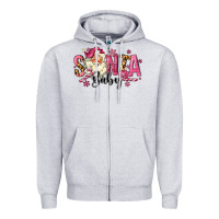 Heather Grey Santa Baby Pink Christmas Zipper Hoodie - MaliasSmallBusiness