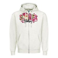 Oatmeal Heather Santa Baby Pink Christmas Zipper Hoodie - MaliasSmallBusiness