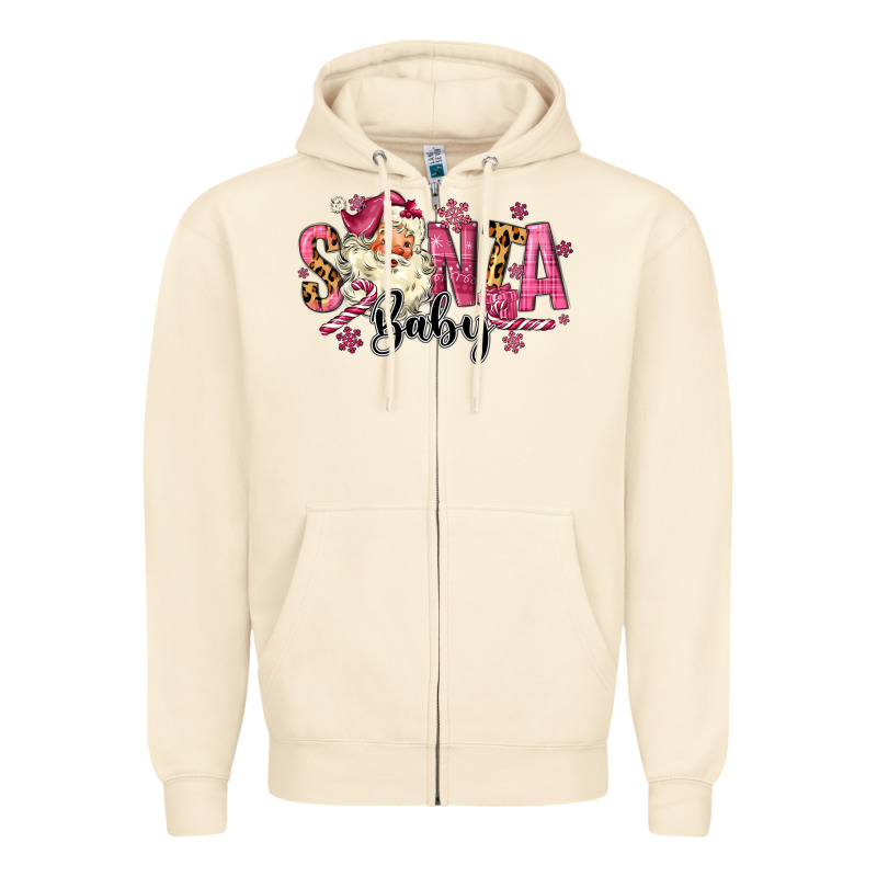 Santa Baby Pink Christmas Zipper Hoodie by MaliasSmallBusiness | Teevron