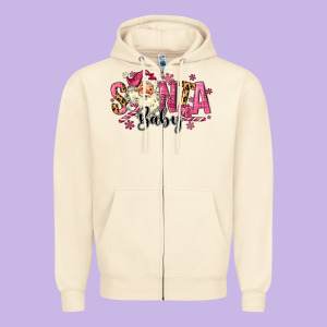 Santa Baby Pink Christmas Zipper Hoodie Designed By Maliassmallbusiness