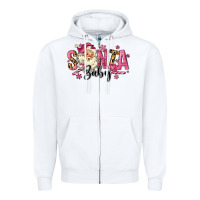 White Santa Baby Pink Christmas Zipper Hoodie - MaliasSmallBusiness