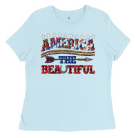 Baby Blue America the beautiful Ladies Tee - texasbilliewilder