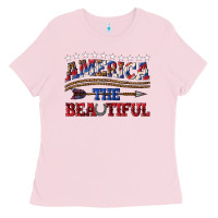 Bubblegum Pink America the beautiful Ladies Tee - texasbilliewilder