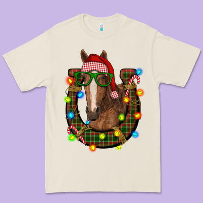 Christmas Horseshoe With Horse Premium Tee Designed By Ranaportraitstore